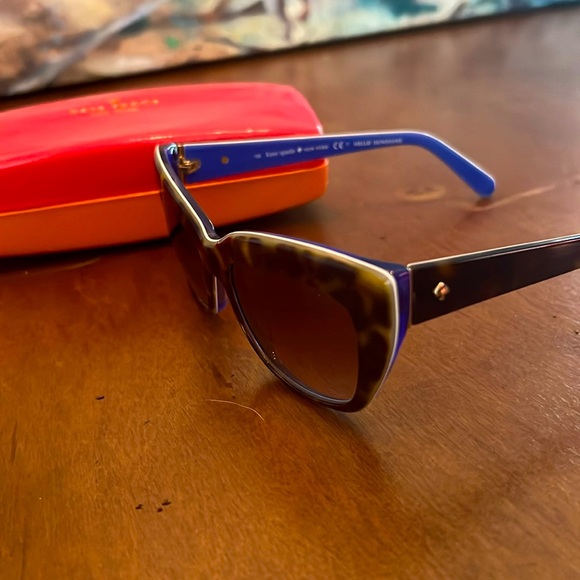 Kate Spade Sunglasses and Case - genuine. Hello Sunshine. Blue and brown. - Picture 3 of 3